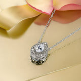 1 Carat Pear Cut Vintage Filigree Necklace - Moissanite Pendant in 18K White Gold Plating for Women