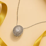 1.25 Carat Classic Oval Filigree Moissanite Pendant Necklace - in 18K White Gold Plating for Women