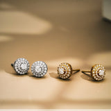Lab Diamond 0.5 Ct Round Cut Halo Stud Earrings