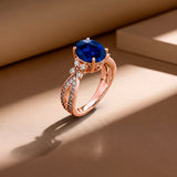 Butterfly 3.5 Ct Oval Cut Blue Sapphire Milgrain Engagement Ring
