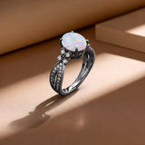 Inifnity 3.5 Ct Oval Cut Lab Created Opal Milgrain Engagement Ring