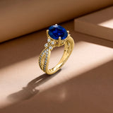 Butterfly 3.5 Ct Oval Cut Blue Sapphire Milgrain Engagement Ring