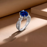 Butterfly 3.5 Ct Oval Cut Blue Sapphire Milgrain Engagement Ring