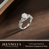 JeenMata 3.25 Carat Oval Cut Moissanite Vintage Style Leaf Vine Engagement Ring in 18K White Gold Plated for Women