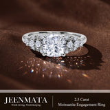 JeenMata 2.5 Carat Cushion Cut Moissanite - Multi-Stone Engagement Ring in 18K White Gold Plating for Women