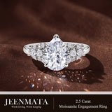 JeenMata 2.5 Carat Pear Cut Moissanite - Multi-Stone Engagement Ring in 18K White Gold Plating for Women