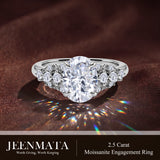 JeenMata 2.5 Carat Oval Cut Moissanite - Multi-Stone Engagement Ring in 18K White Gold Plating for Women