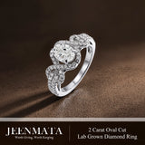 JeenMata 2 Carat Oval Cut Lab Grown Diamond - Engagement Rings in 18K White Gold Plating for Women