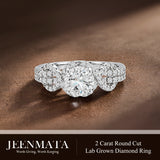 JeenMata 2 Carat Round Brilliant Cut Lab Grown Diamond - Engagement Rings in 18K White Gold Plating for Women