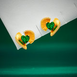 Vintage Green Heart Stud Earrings – Romantic Statement Jewelry