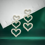Triple Heart Dangle Earrings – Romantic Statement Jewelry