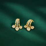 Romantic Heart Charm Dangle Hoop Earrings – Elegant Gold Fashion Jewelry