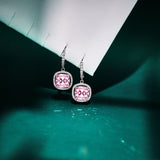 Romantic Pink Cushion Drop Hoop Earrings – Elegant Dangle Jewelry