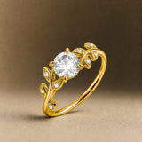 1.05 ct Round Lab Diamond Vine Design Leaf Engagement Ring
