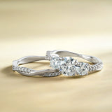2 Ct Round Lab Diamond Twist Three Stone Bridal Set