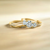 2 Ct Round Lab Diamond Twist Three Stone Bridal Set