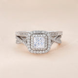 Double Halo 1.25 ct Princess Moissanite Infinity Bridal Set
