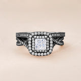 Double Halo 1.25 ct Princess Moissanite Infinity Bridal Set