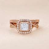 Double Halo 1.25 ct Princess Moissanite Infinity Bridal Set