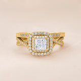 Double Halo 1.25 ct Princess Moissanite Infinity Bridal Set