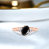 Unique 1.85 Carat Oval Cut Black Diamond and Asymmetrical Engagement Ring in White Gold