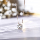 Lab Diamond 1 Carat Round Cut Double Halo Pendant Necklace