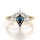 Crown 1.25 Ct Kite Lab Alexandrite Bridal Set