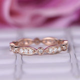 Antique art deco .50 carat Round cut Diamond Wedding Ring Band eternity ring in Rose Gold