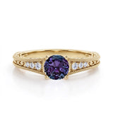 1.25 Ct Round Lab Alexandrite Filigree Engagement Ring