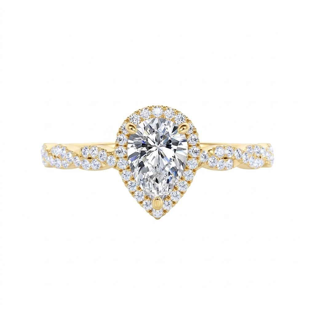 1.25 Carat Pear Moissanite Infinity Engagement Ring