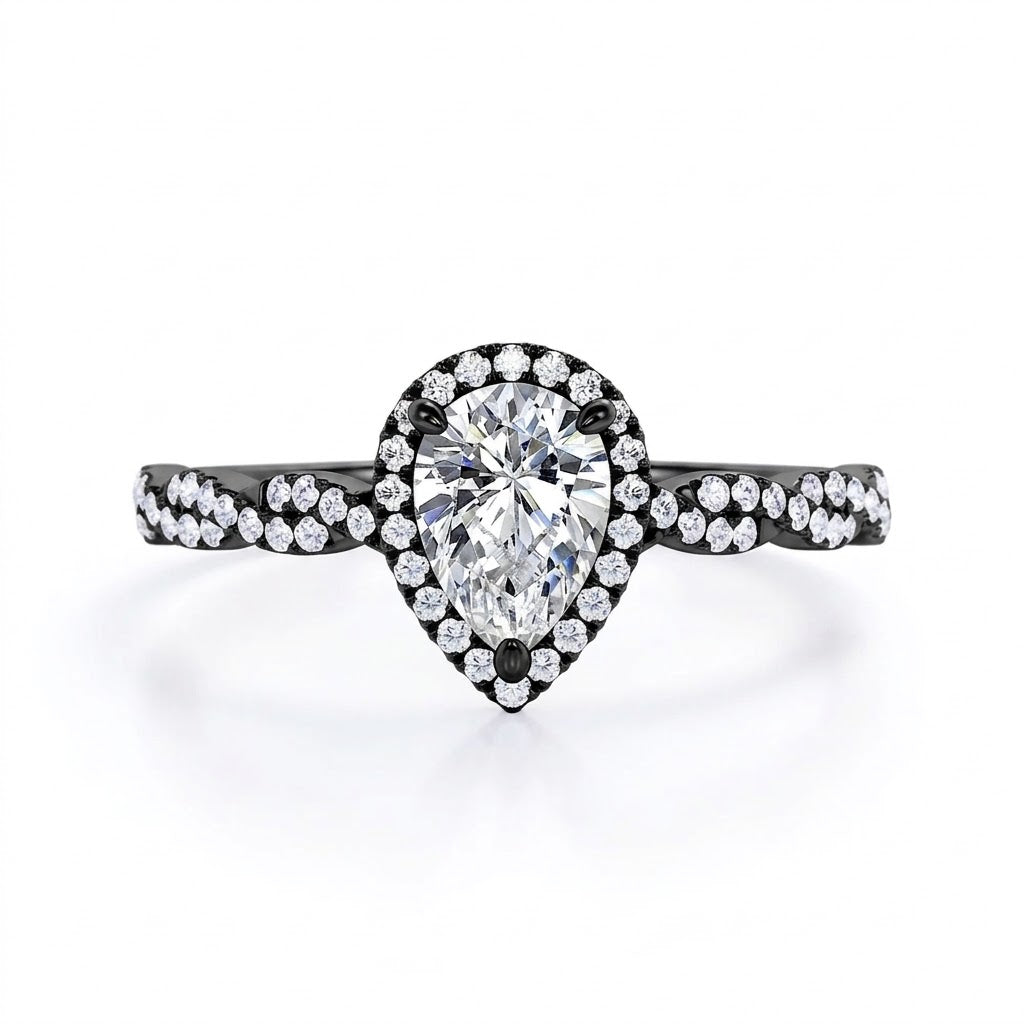 1.25 Carat Pear Moissanite Infinity Engagement Ring