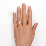 1.5 Carat Pear Cut Lab Created October Birthstone Opal and Moissanite Vintage Engagement Ring - Halo Pave Bridal Set in 18K White Gold Over Silver