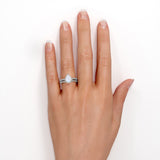 1.5 Carat Pear Cut Lab Created October Birthstone Opal and Moissanite Vintage Engagement Ring - Halo Pave Bridal Set in 18K White Gold Over Silver