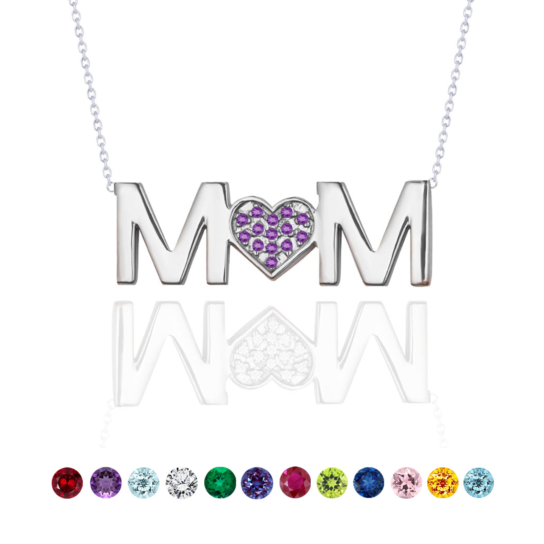 MOM Birthstone Pendant Necklace
