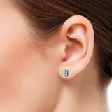 2.15 Carat Emerald Cut Moissanite Milgrain Halo Stud Earrings