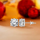 4 Prong 0.5 Carat Round Shaped Moissanite Solitaire Stud Earrings In 18K Rose Gold Plating Over Silver