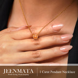 1 Carat Round Cut Champagne Cubic Zirconia Pendant Necklace - Give for Her in Yellow Gold Plating for Women