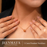 1 Carat Round Cut Champagne Cubic Zirconia Pendant Necklace - Give for Her in Yellow Gold Plating for Women