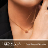 1 Carat Round Cut Champagne Cubic Zirconia Pendant Necklace - Give for Her in Yellow Gold Plating for Women