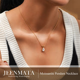 1/2 Carat Oval/Pear Shape Moissanite - Classic Pendant Necklace - 18K Gold Plating for Women