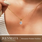 1/2 Carat Oval/Pear Shape Moissanite - Classic Pendant Necklace - 18K Gold Plating for Women
