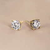 Lab Diamond Round Shaped Solitaire Stud Earrings