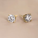 Lab Diamond Round Shaped Solitaire Stud Earrings