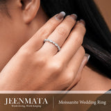 Moissanite Eternity Band for Women, Vintage Milgrain Stackable Wedding Ring, Round Cut Bridal Anniversary Band in 18K Gold Plated