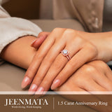 1.50 Carat Round Cut Halo Engagement Ring for Women, Cubic Zirconia Ring with Moissanite Side Stones, Twisted Split Band, 18K Rose Gold Plated Anniversary Promise Ring