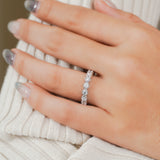 Lab Grown Diamond Round Prong Set Vintage Anniversary Ring in 18K White Gold Plated for Women