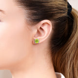 3.5 Carat Round Cut Birthstone Halo Milgrain Stud Earrings