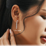 1 Carat Round Cut Lab Diamond Linear Drop Earrings