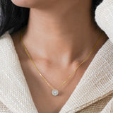Lab Diamond 1 Carat Round Cut Double Halo Pendant Necklace