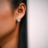 2 Carat Moissanite Pear Cut Stud Earrings Classic Vintage Design in 18K White Gold Plated for Women